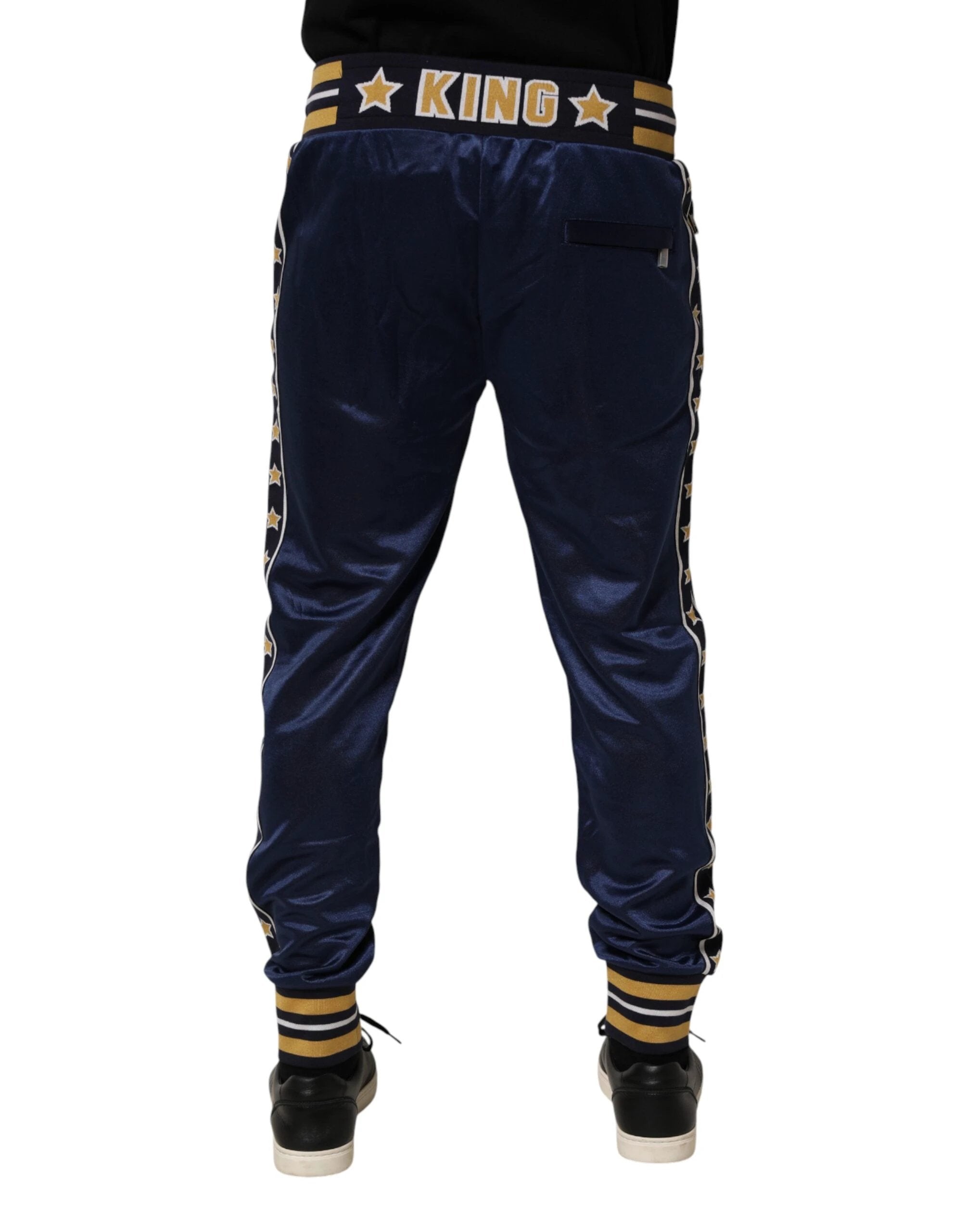 Dolce & Gabbana Blue Nylon Jogger Mid Waist Trouser Pants by Dolce & Gabbana