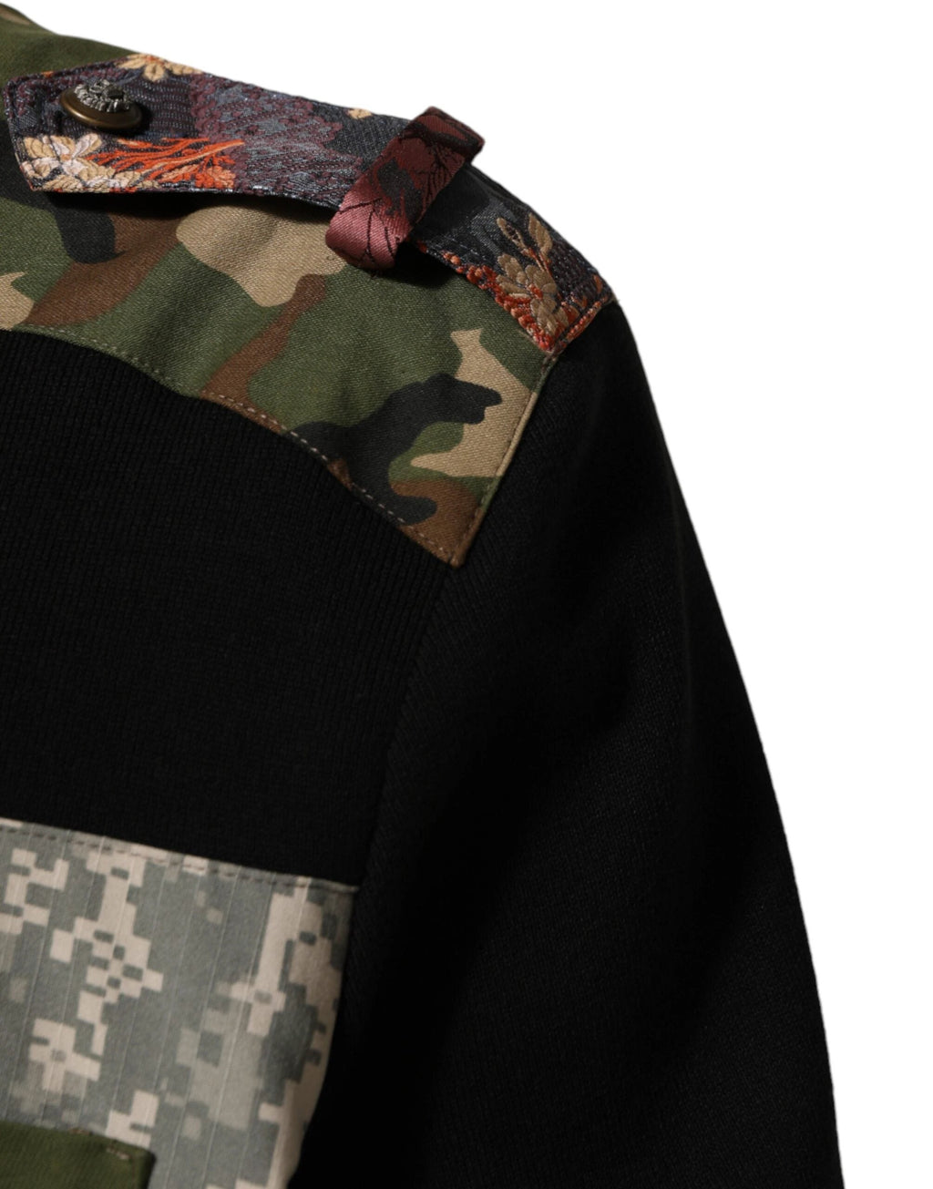Dolce & Gabbana Black Patchwork Crew Neck Pullover Sweater by Dolce & Gabbana