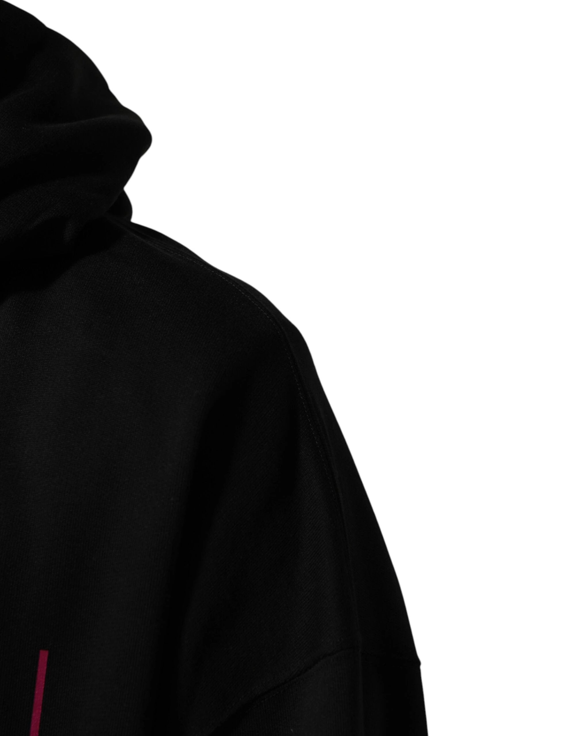 Dolce & Gabbana Black Printed Hooded Men Sweatshirt Sweater by Dolce & Gabbana