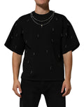 Dolce & Gabbana Black Polyester Necklace Embellished T-shirt by Dolce & Gabbana