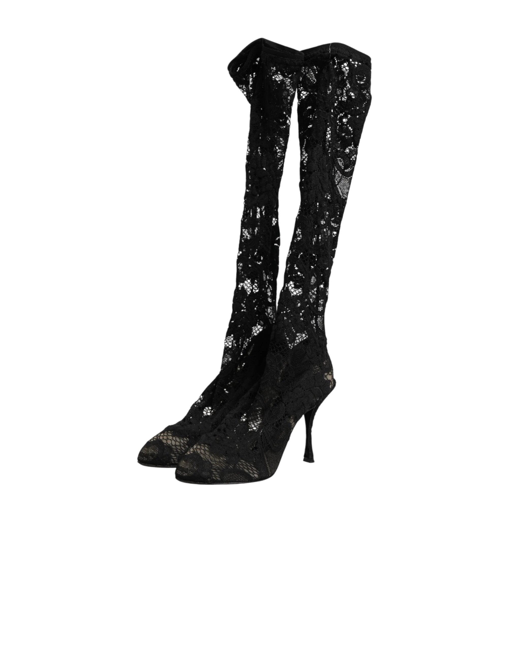 Dolce & Gabbana Black Pumps Taormina Lace Socks Boots Shoes by Dolce & Gabbana