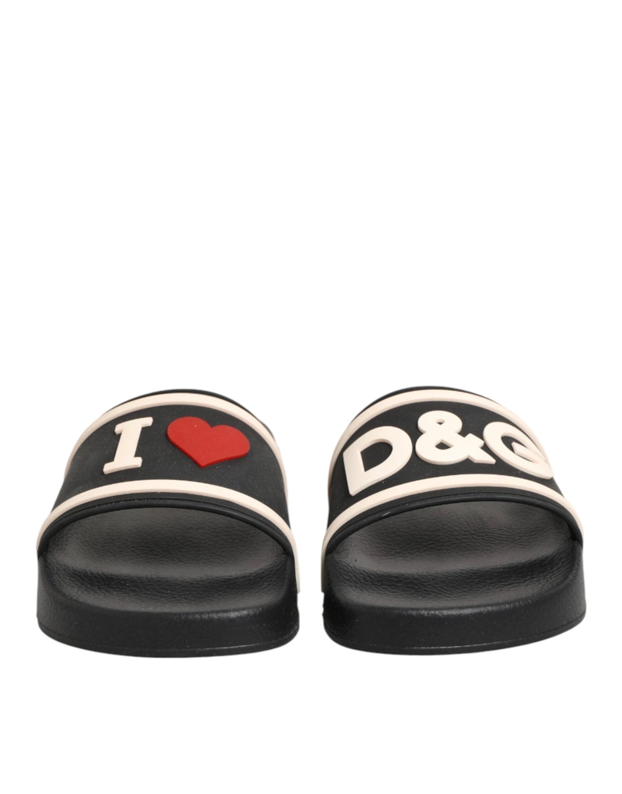 Dolce & Gabbana Black Rubber Slides Sandals Beachwear Shoes by Dolce & Gabbana