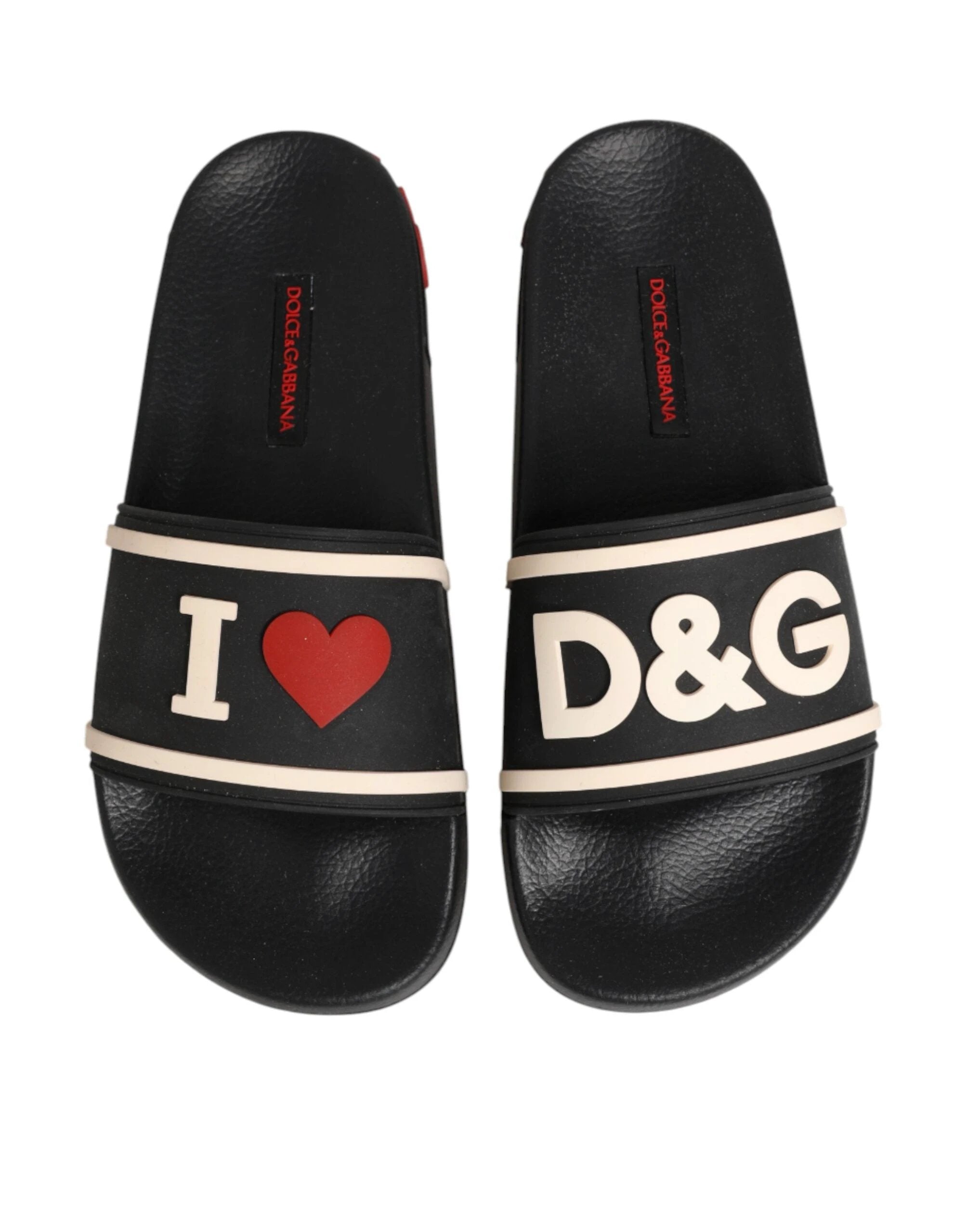 Dolce & Gabbana Black Rubber Slides Sandals Beachwear Shoes by Dolce & Gabbana