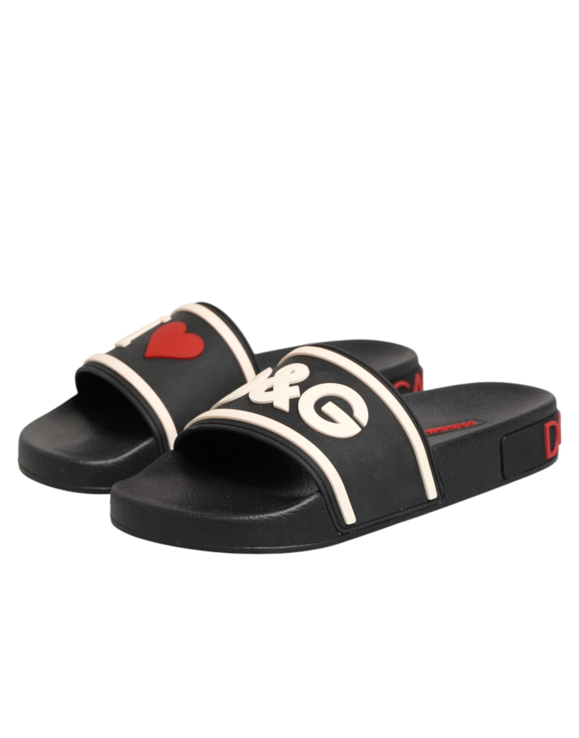 Dolce & Gabbana Black Rubber Slides Sandals Beachwear Shoes by Dolce & Gabbana