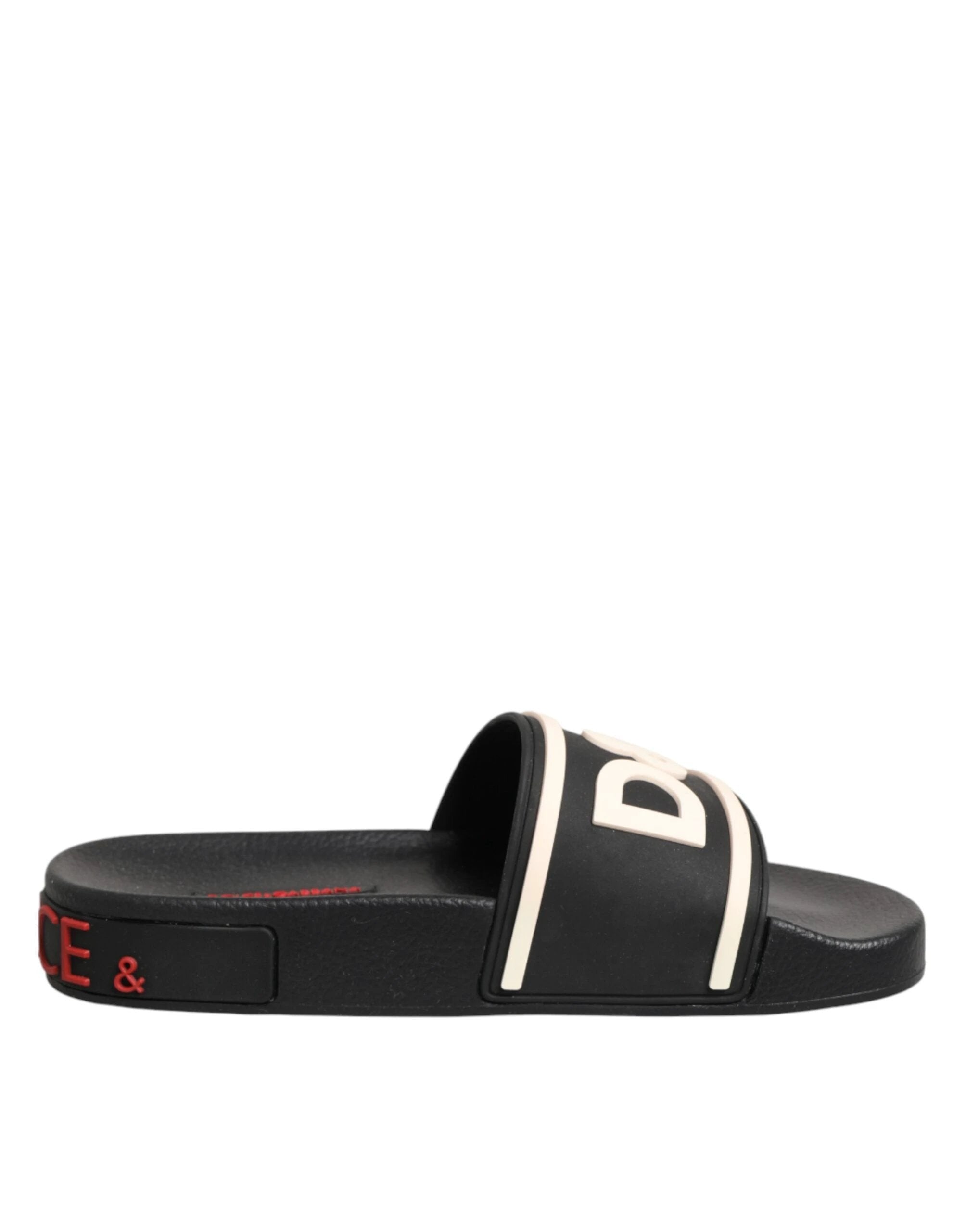 Dolce & Gabbana Black Rubber Slides Sandals Beachwear Shoes by Dolce & Gabbana