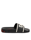 Dolce & Gabbana Black Rubber Slides Sandals Beachwear Shoes by Dolce & Gabbana