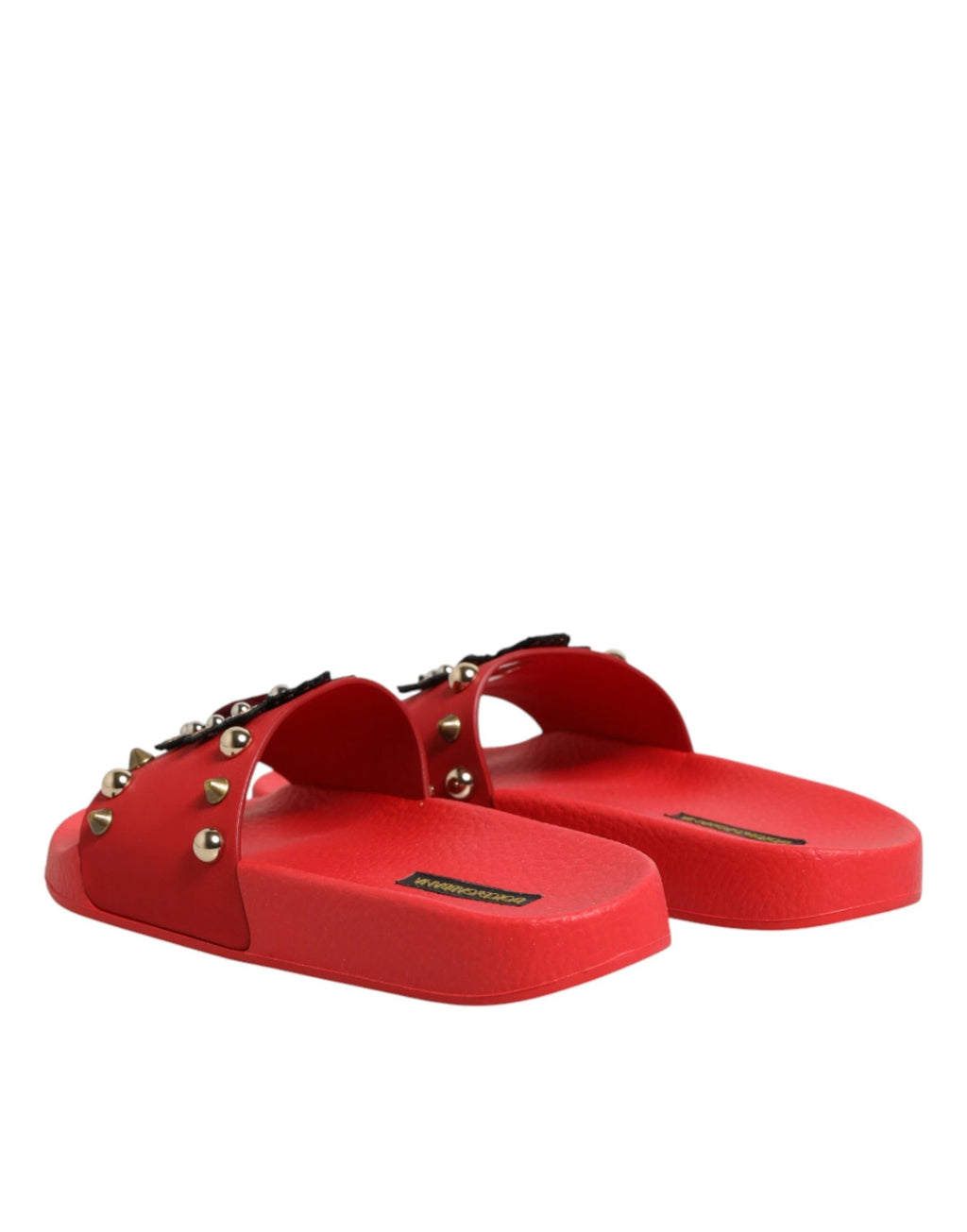 Dolce & Gabbana Red Sacred Heart Stud Slides Beachwear Shoes by Dolce & Gabbana