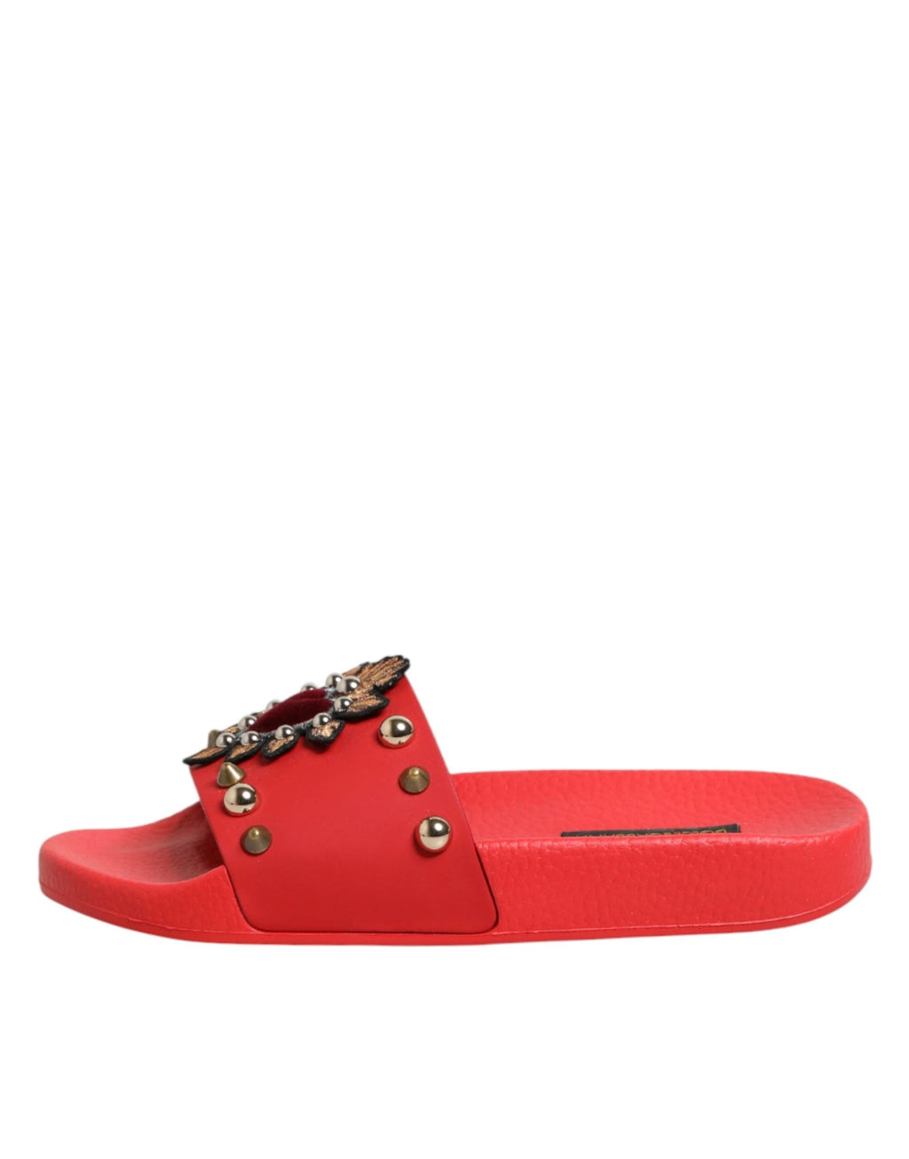 Dolce & Gabbana Red Sacred Heart Stud Slides Beachwear Shoes by Dolce & Gabbana