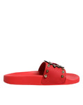 Dolce & Gabbana Red Sacred Heart Stud Slides Beachwear Shoes by Dolce & Gabbana