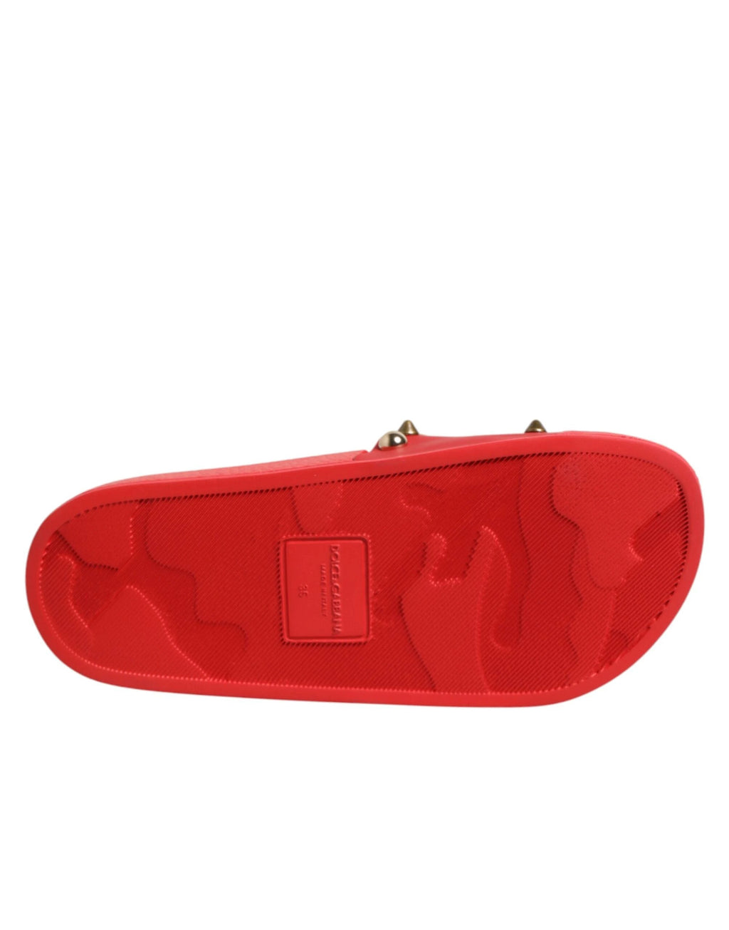 Dolce & Gabbana Red Sacred Heart Stud Slides Beachwear Shoes by Dolce & Gabbana