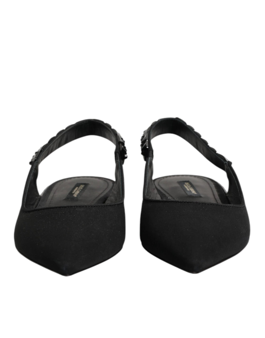 Dolce & Gabbana Black Crystal Charmeuse Slingback Shoes by Dolce & Gabbana