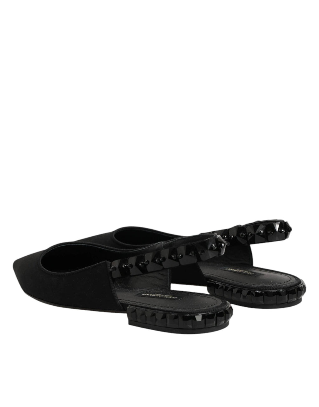 Dolce & Gabbana Black Crystal Charmeuse Slingback Shoes by Dolce & Gabbana