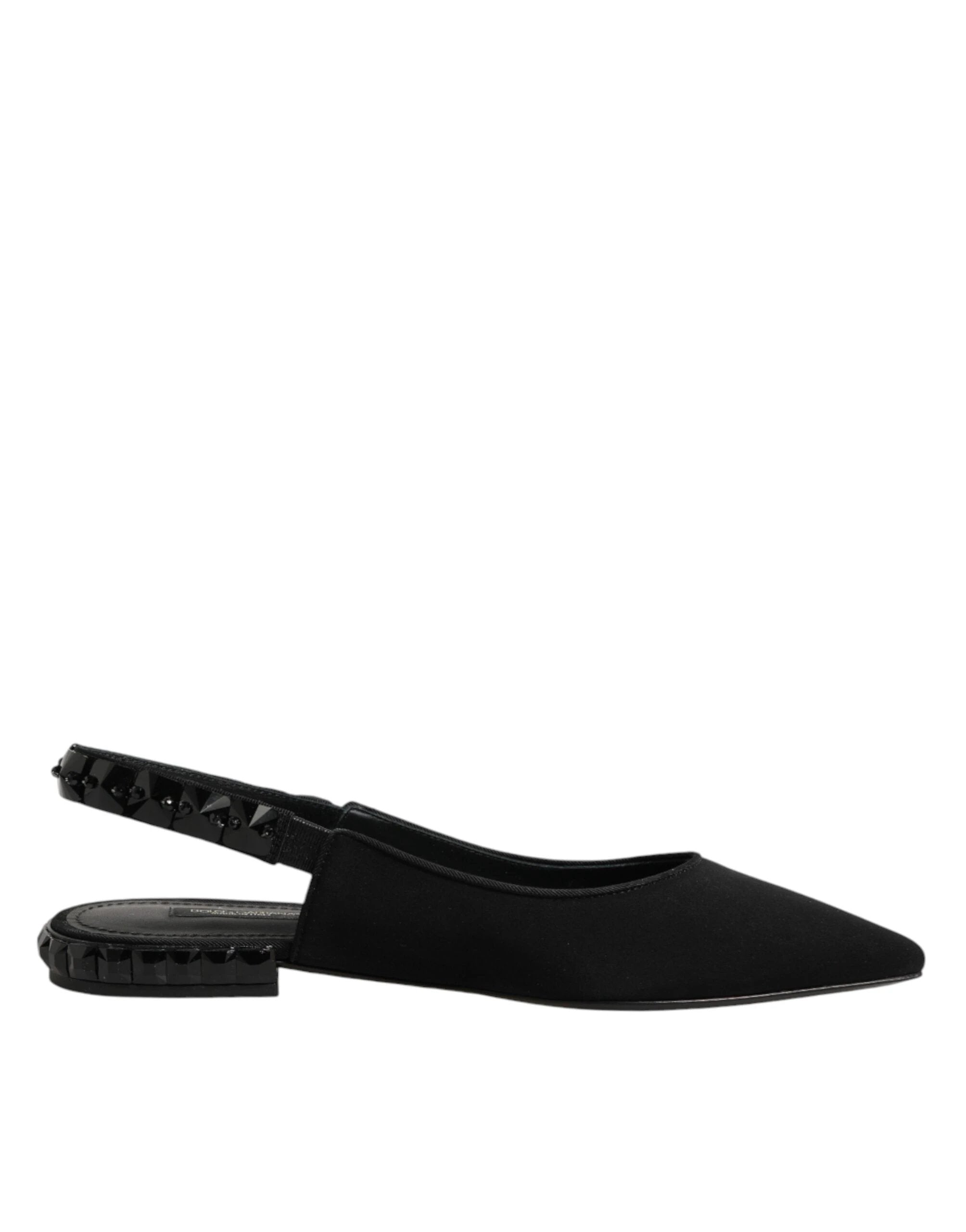Dolce & Gabbana Black Crystal Charmeuse Slingback Shoes by Dolce & Gabbana