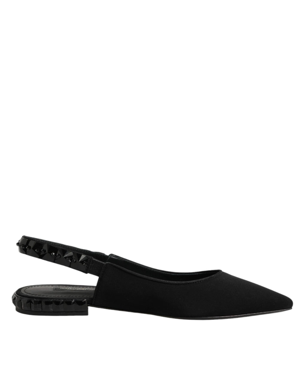 Dolce & Gabbana Black Crystal Charmeuse Slingback Shoes by Dolce & Gabbana