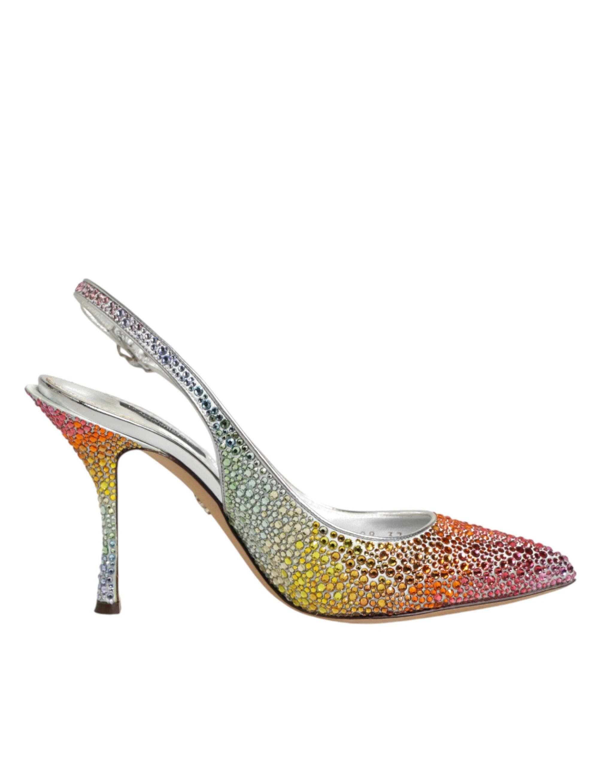Dolce & Gabbana Multicolor Sequin Slingback Pumps Shoes by Dolce & Gabbana