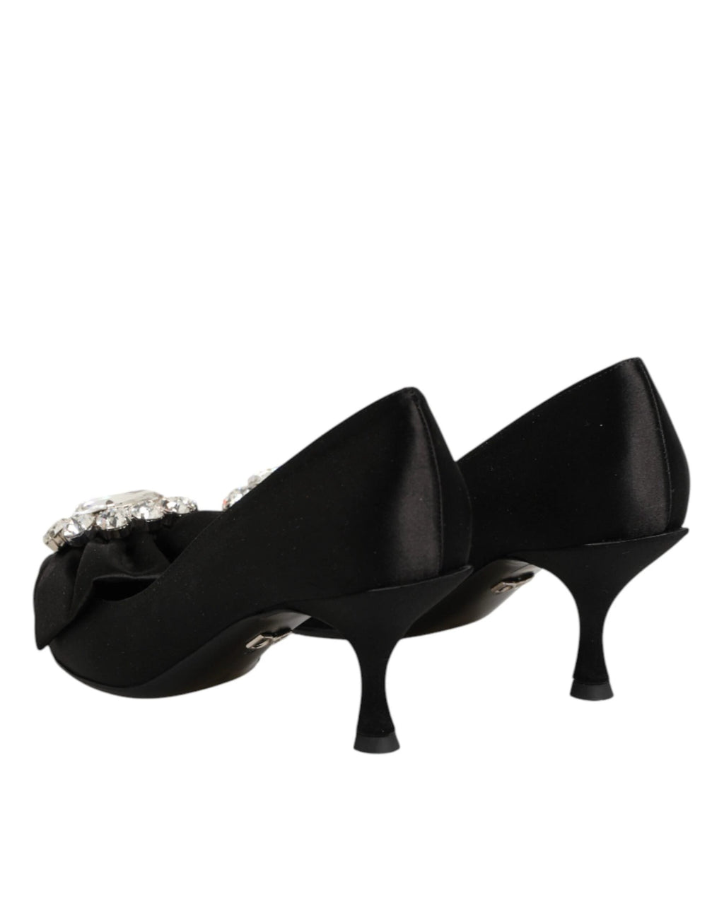 Dolce & Gabbana Black Satin Bow Crystal Embellishment Pumps Shoes by Dolce & Gabbana