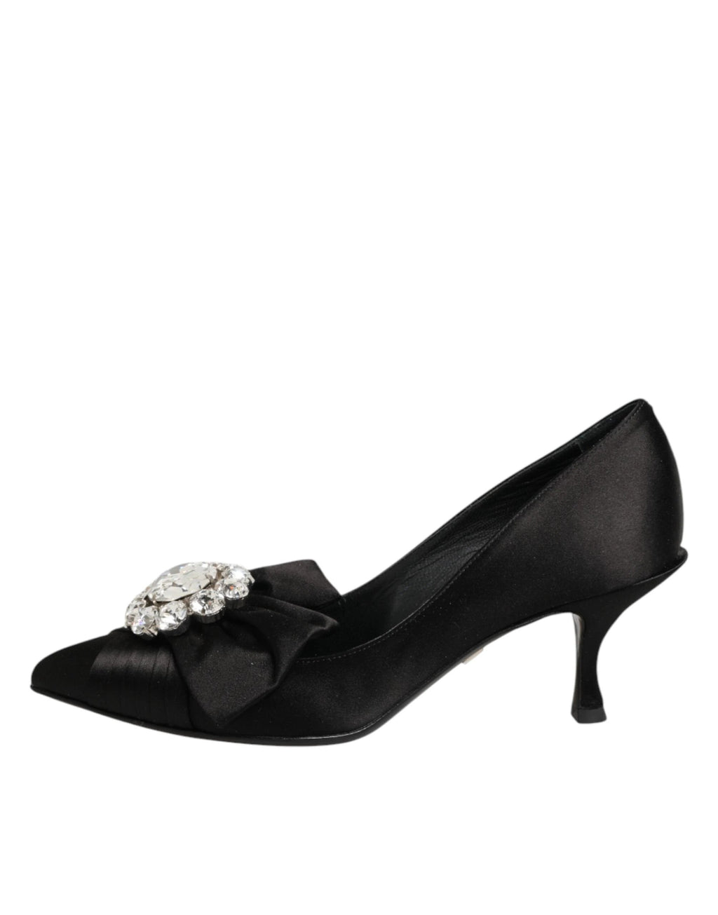 Dolce & Gabbana Black Satin Bow Crystal Embellishment Pumps Shoes by Dolce & Gabbana