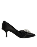 Dolce & Gabbana Black Satin Bow Crystal Embellishment Pumps Shoes by Dolce & Gabbana