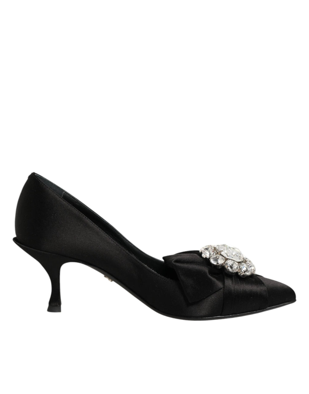 Dolce & Gabbana Black Satin Bow Crystal Embellishment Pumps Shoes by Dolce & Gabbana
