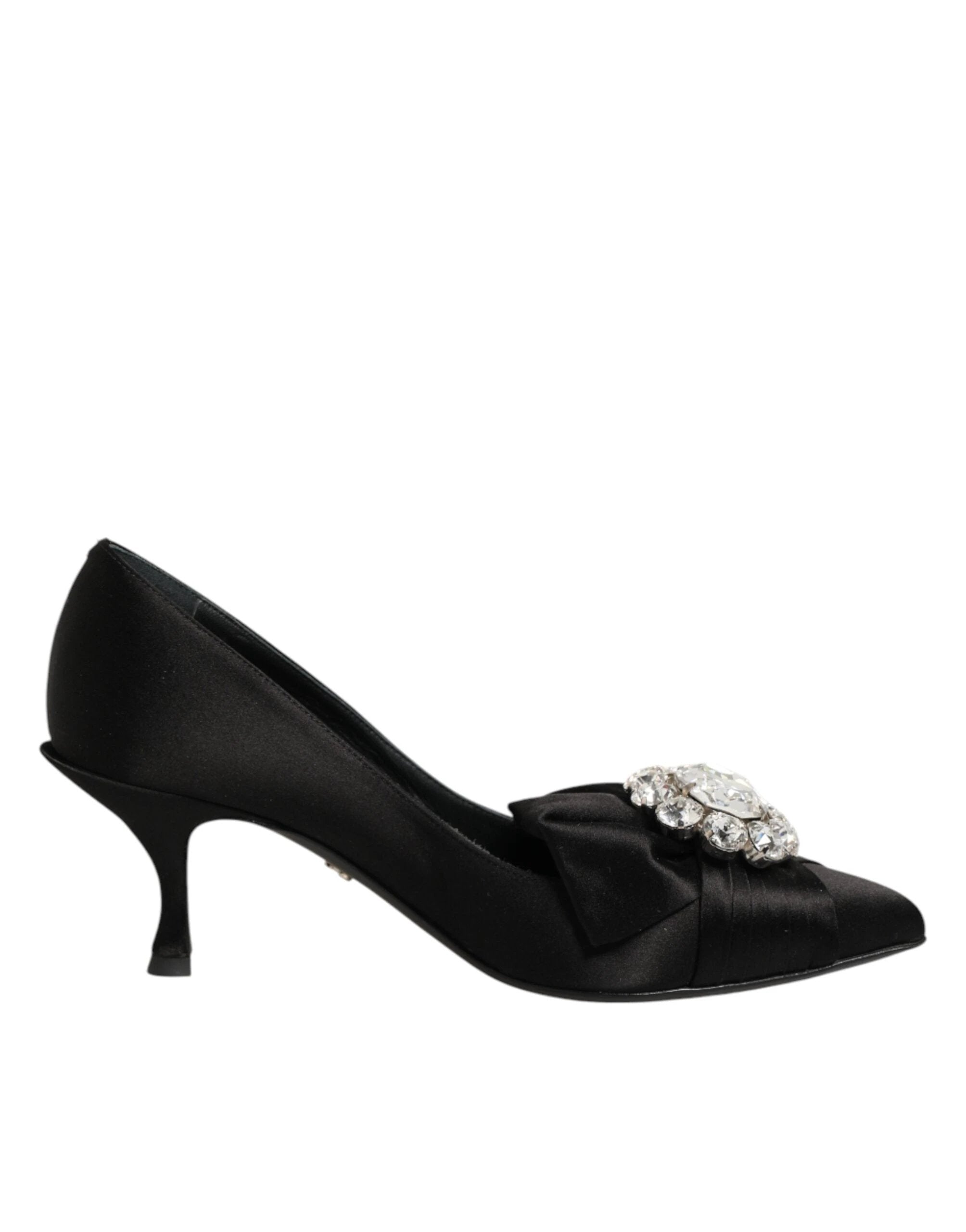 Dolce & Gabbana Black Satin Bow Crystal Embellishment Pumps Shoes by Dolce & Gabbana