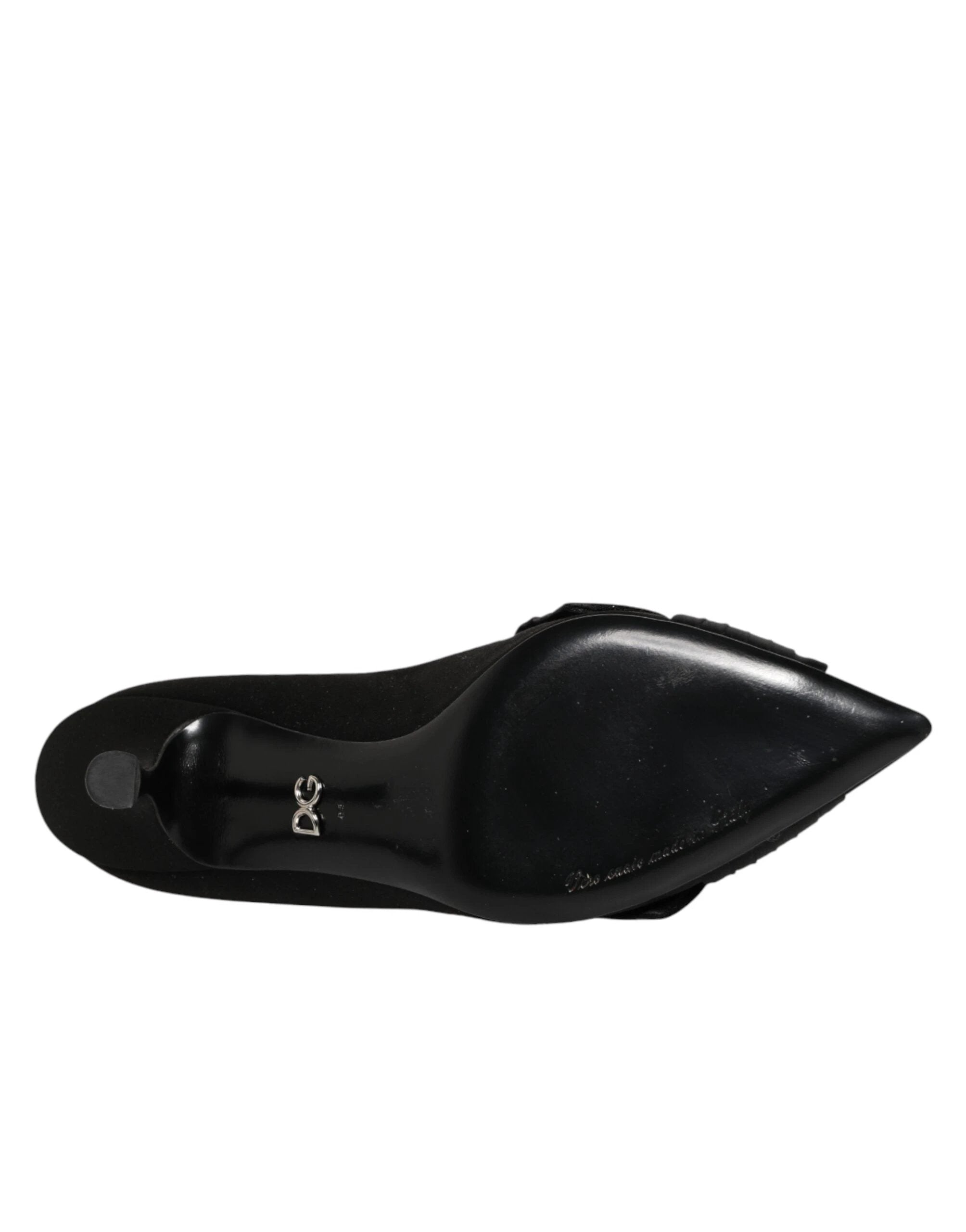 Dolce & Gabbana Black Satin Bow Crystal Embellishment Pumps Shoes by Dolce & Gabbana