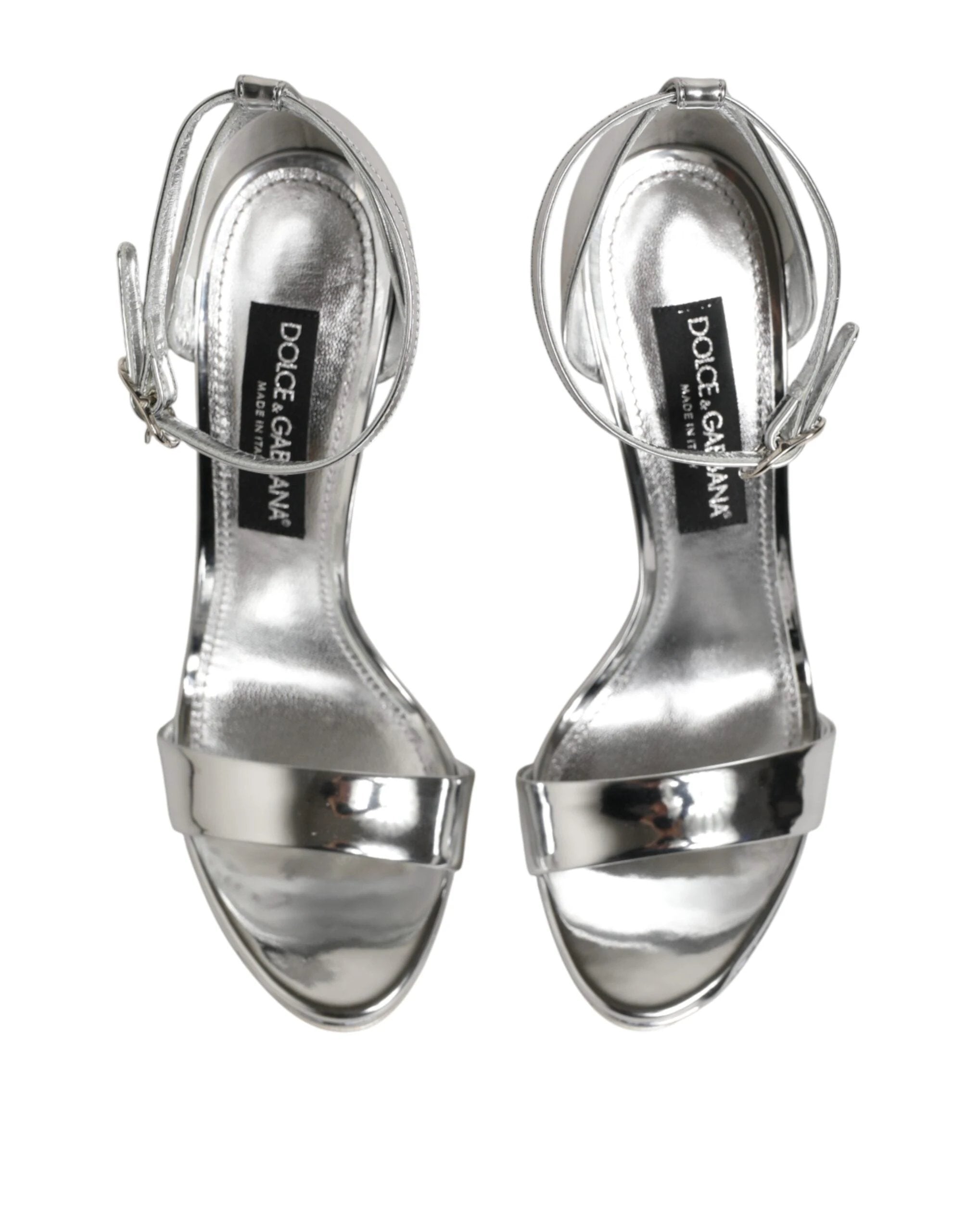 Dolce & Gabbana Silver Leather Platform Keira Sandals Shoes by Dolce & Gabbana