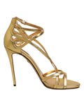 Dolce & Gabbana Gold Leather Keira Heels Sandals Shoes by Dolce & Gabbana