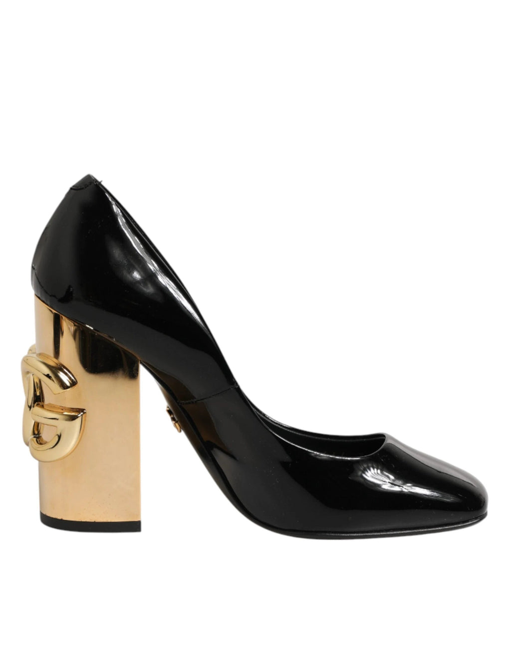 Dolce & Gabbana Black Gold Patent Leather Logo Heels Pumps Shoes by Dolce & Gabbana