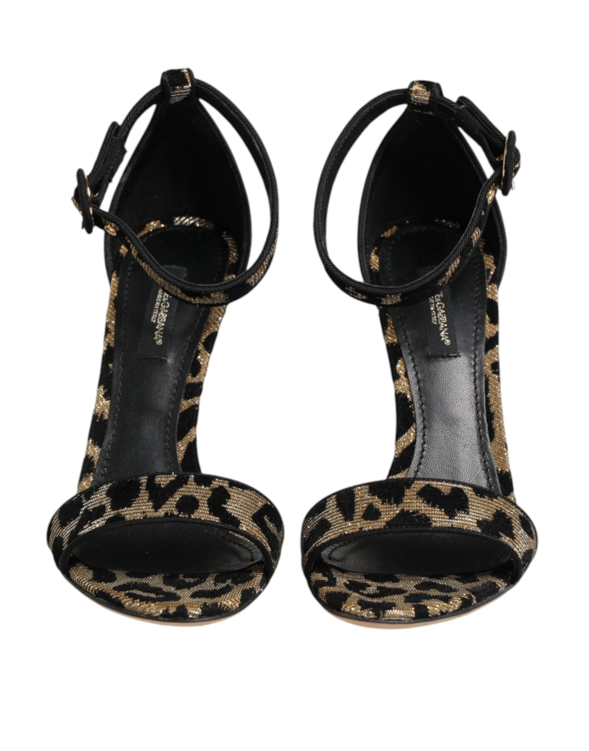 Dolce & Gabbana Gold Leopard Ankle Strap Heels Sandals Shoes by Dolce & Gabbana
