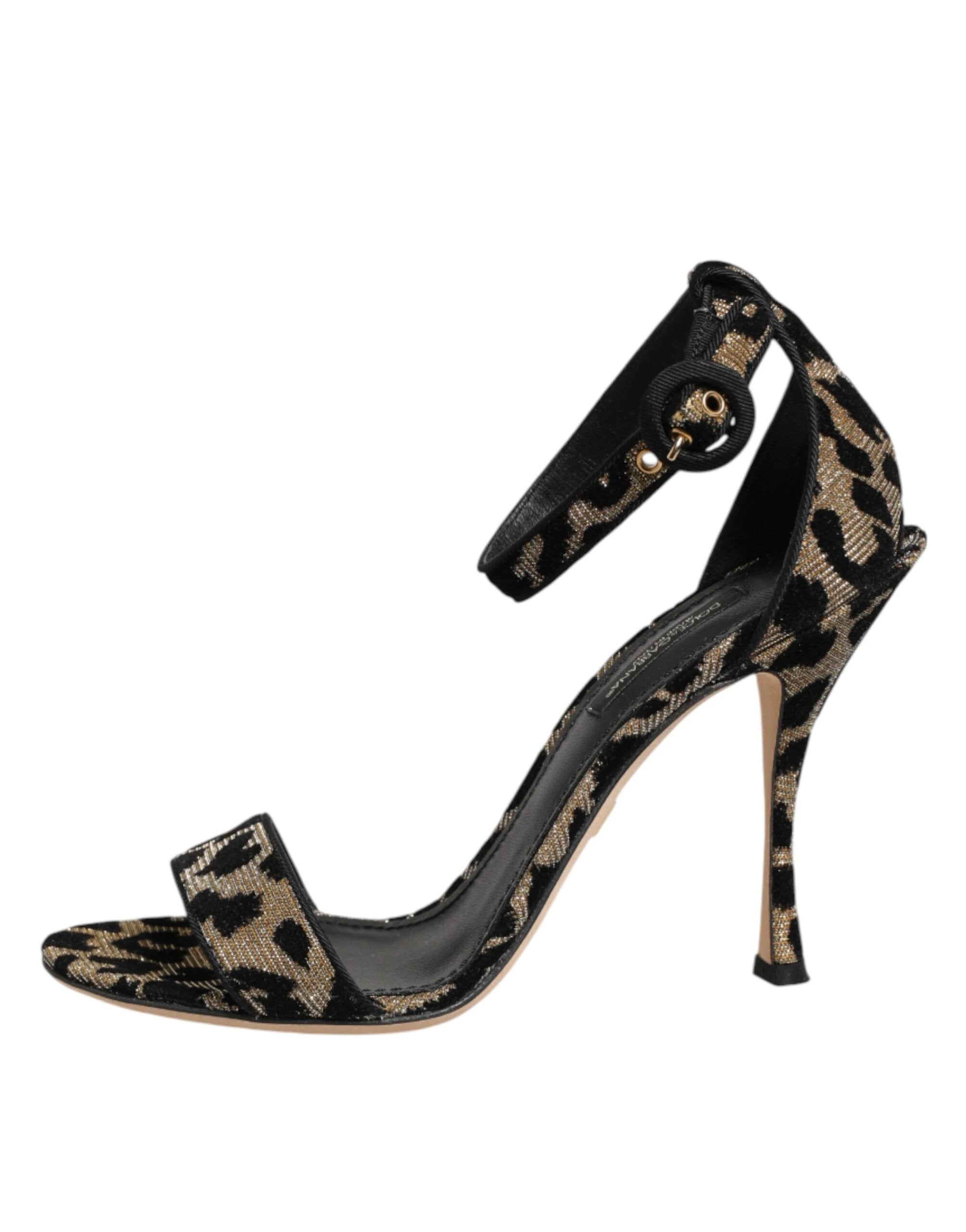 Dolce & Gabbana Gold Leopard Ankle Strap Heels Sandals Shoes by Dolce & Gabbana