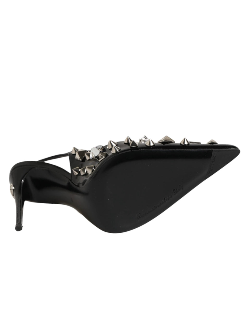 Dolce & Gabbana Black Studded Leather Heels Slingbacks Shoes by Dolce & Gabbana