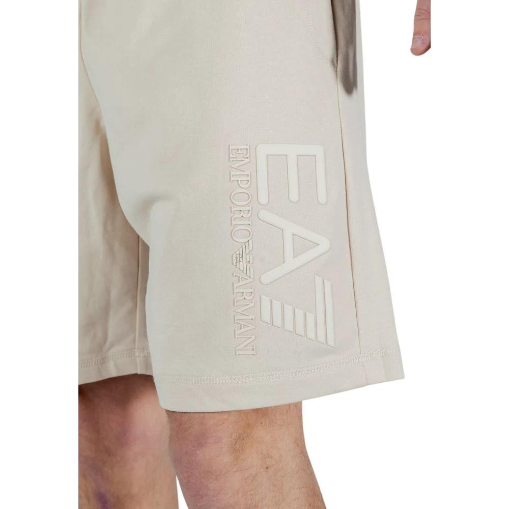 EA7 Emporio Armani Beige Cotton Bermuda Shorts by EA7 Emporio Armani