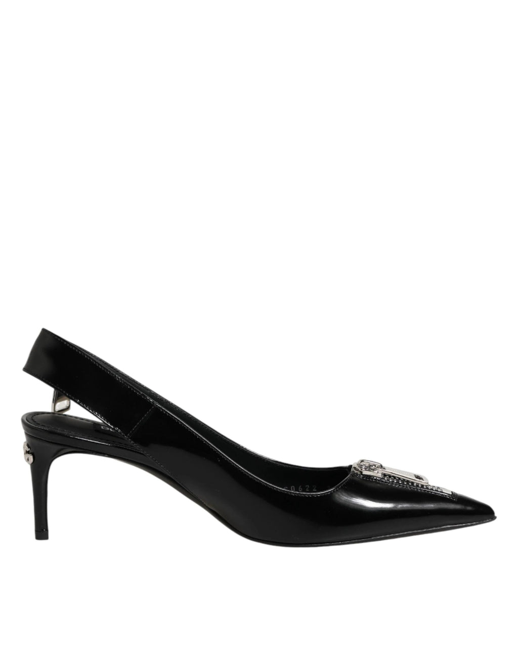 Dolce & Gabbana Black Zipper Leather Heels Slingbacks Shoes by Dolce & Gabbana