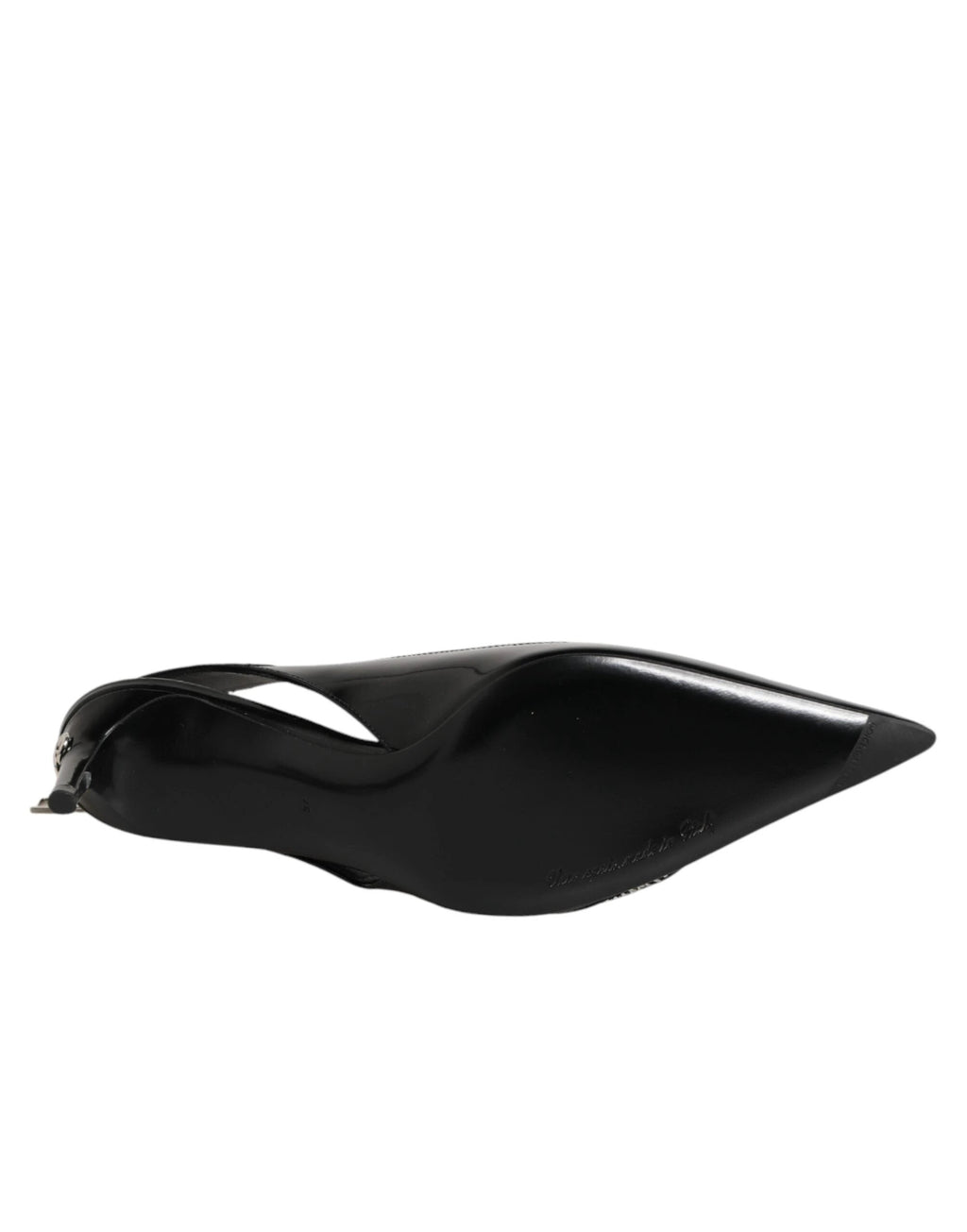 Dolce & Gabbana Black Zipper Leather Heels Slingbacks Shoes by Dolce & Gabbana