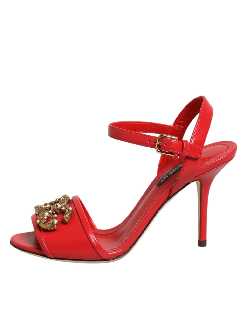 Dolce & Gabbana Red Leather DG AMORE Heels Sandals Shoes by Dolce & Gabbana