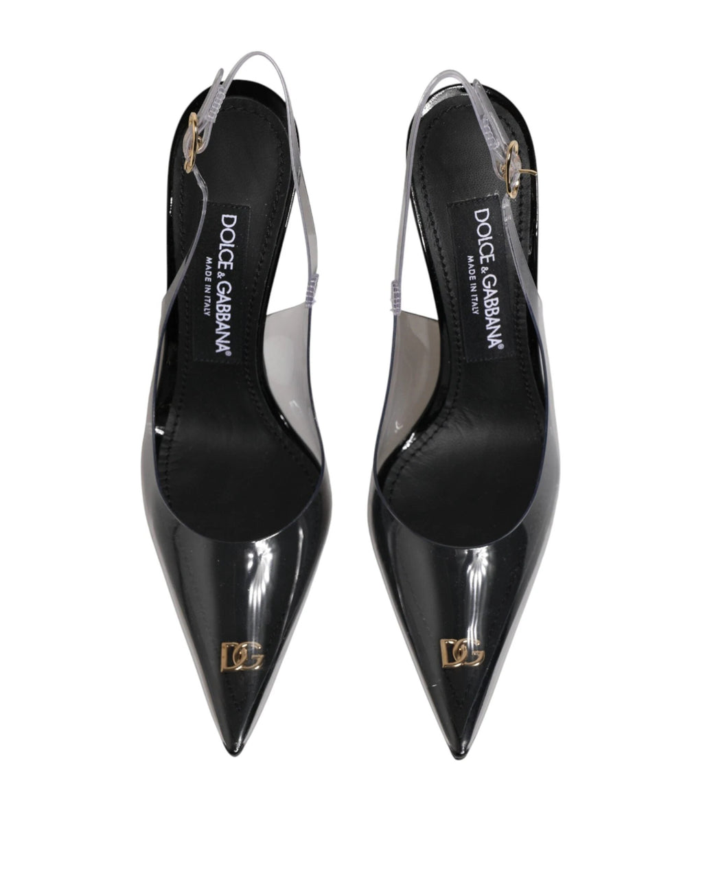 Dolce & Gabbana Black Leather Clear PVC Slingback Pumps Shoes by Dolce & Gabbana