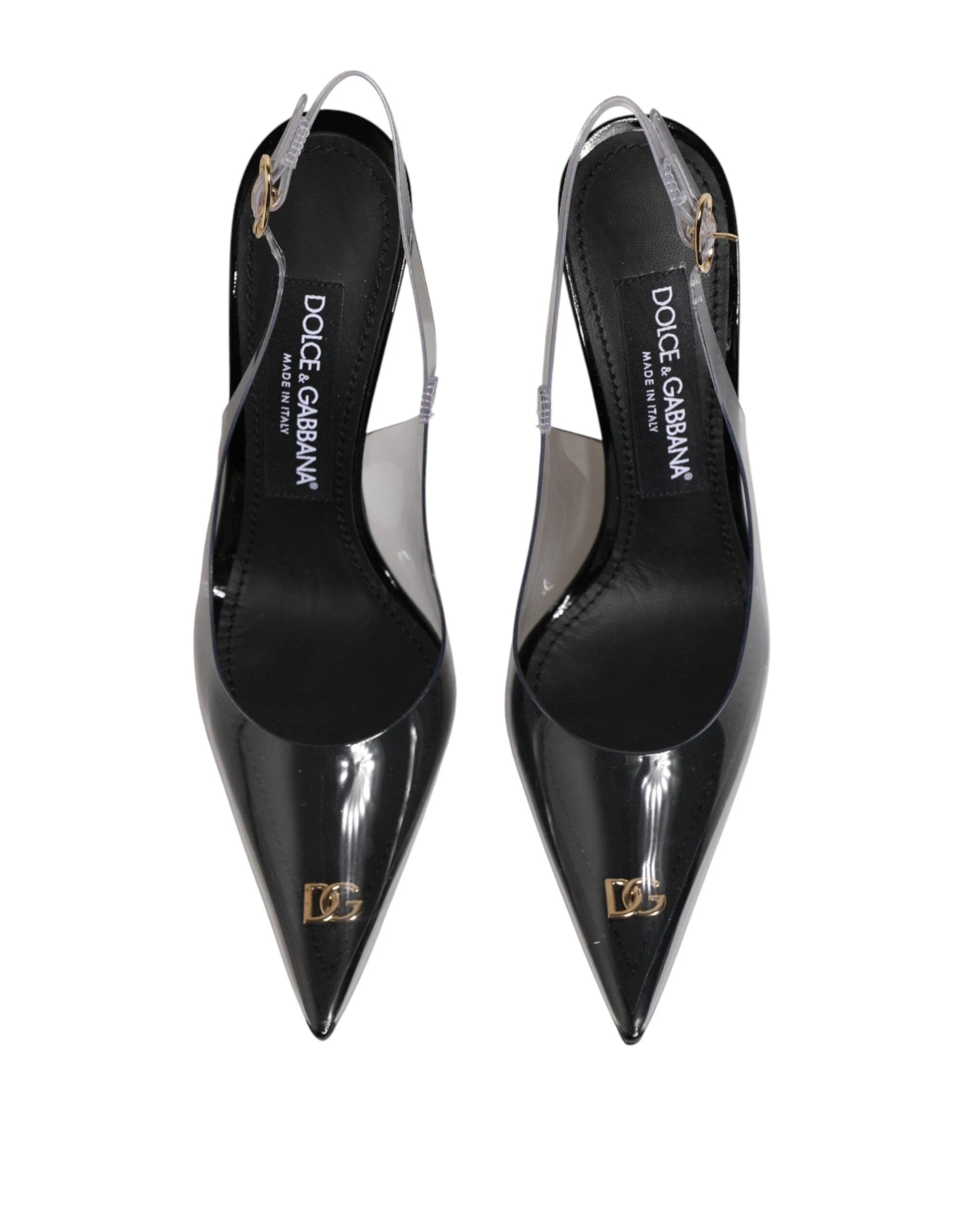 Dolce & Gabbana Black Leather Clear PVC Slingback Pumps Shoes by Dolce & Gabbana
