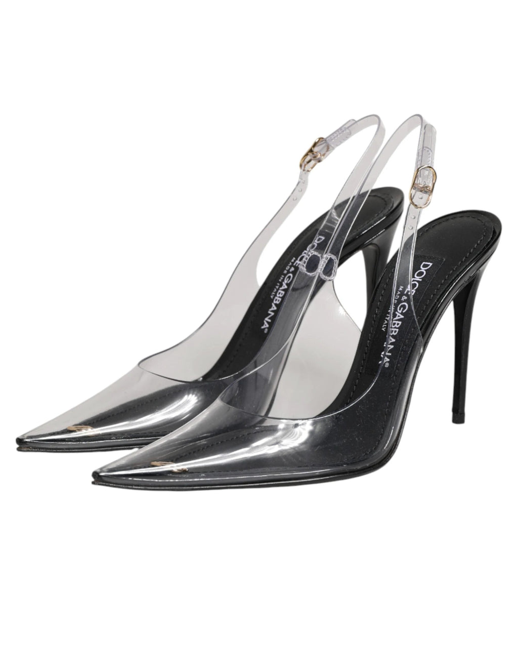 Dolce & Gabbana Black Leather Clear PVC Slingback Pumps Shoes by Dolce & Gabbana