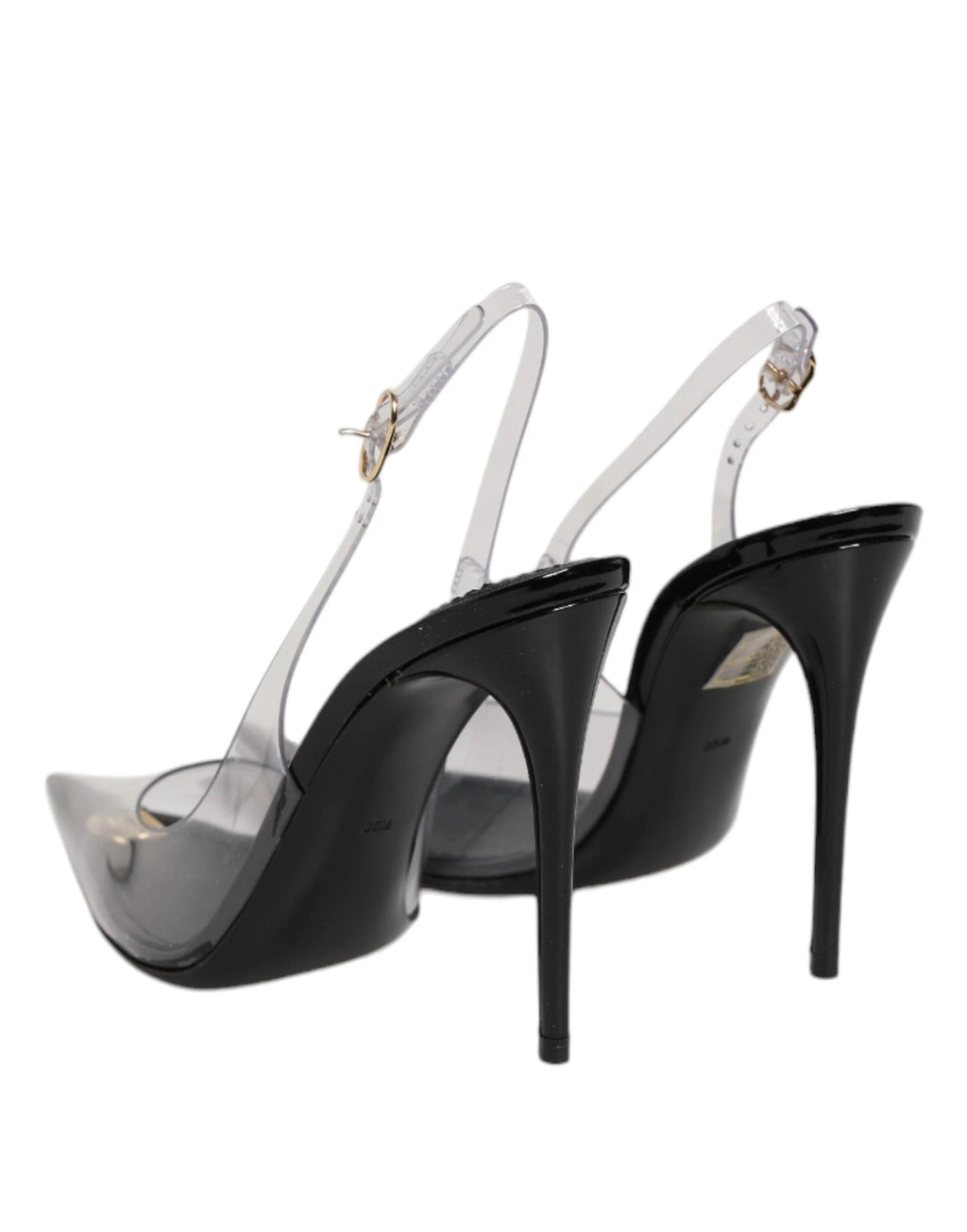 Dolce & Gabbana Black Leather Clear PVC Slingback Pumps Shoes by Dolce & Gabbana