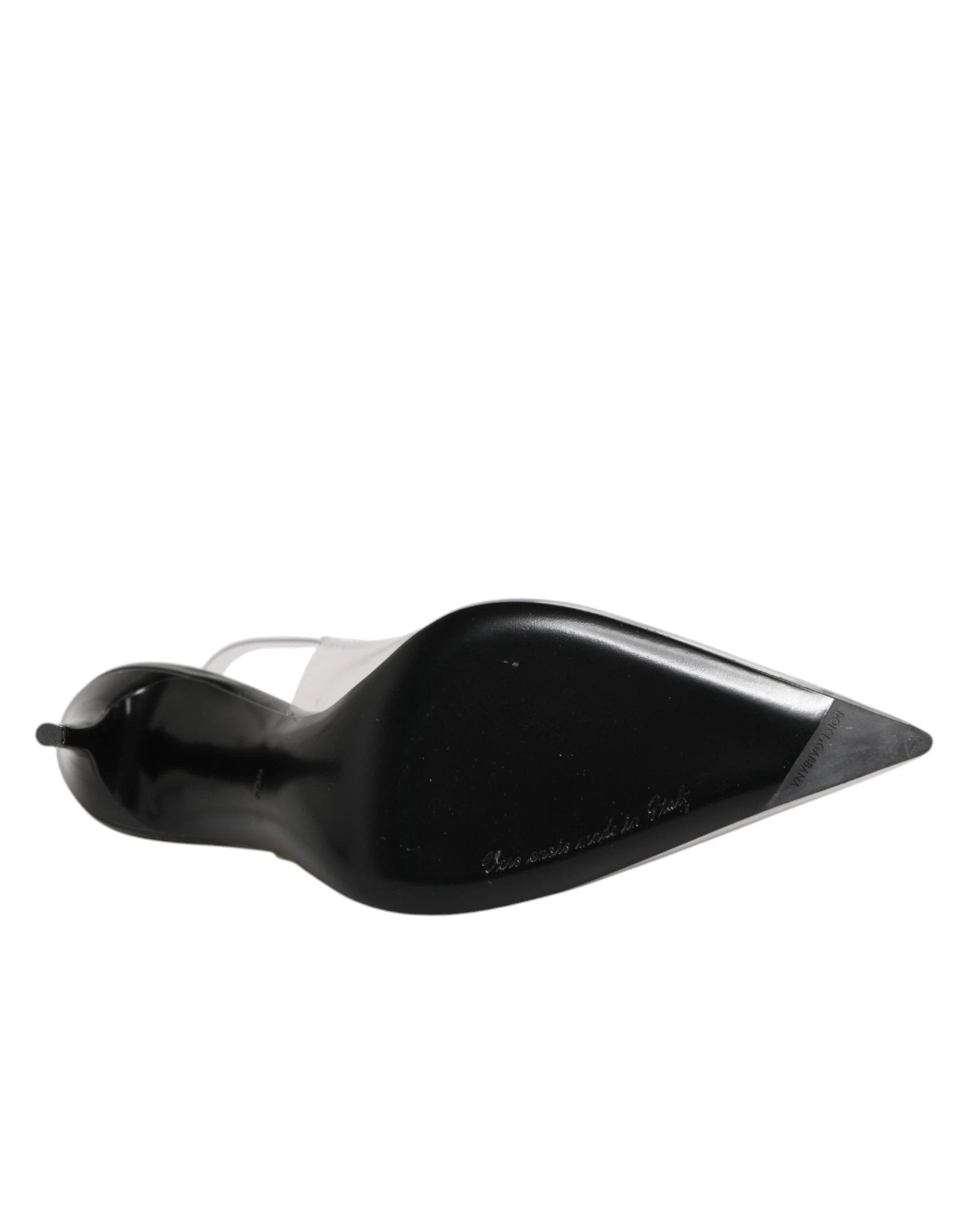 Dolce & Gabbana Black Leather Clear PVC Slingback Pumps Shoes by Dolce & Gabbana