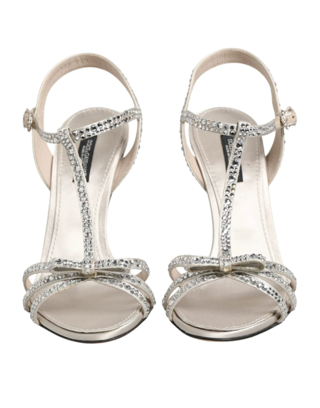 Dolce & Gabbana Silver Strass Ankle Strap Heels Sandals Shoes by Dolce & Gabbana