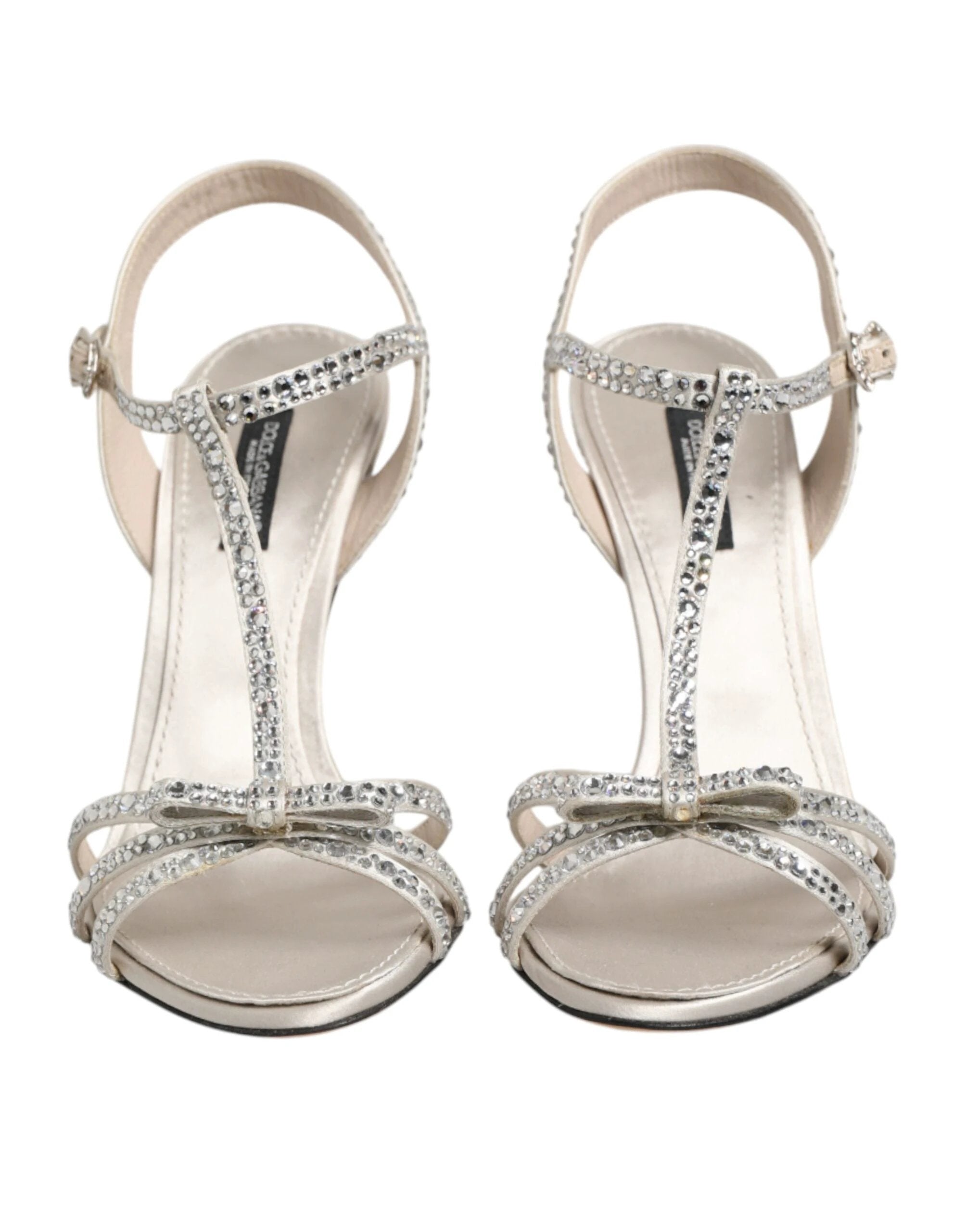 Dolce & Gabbana Silver Strass Ankle Strap Heels Sandals Shoes by Dolce & Gabbana