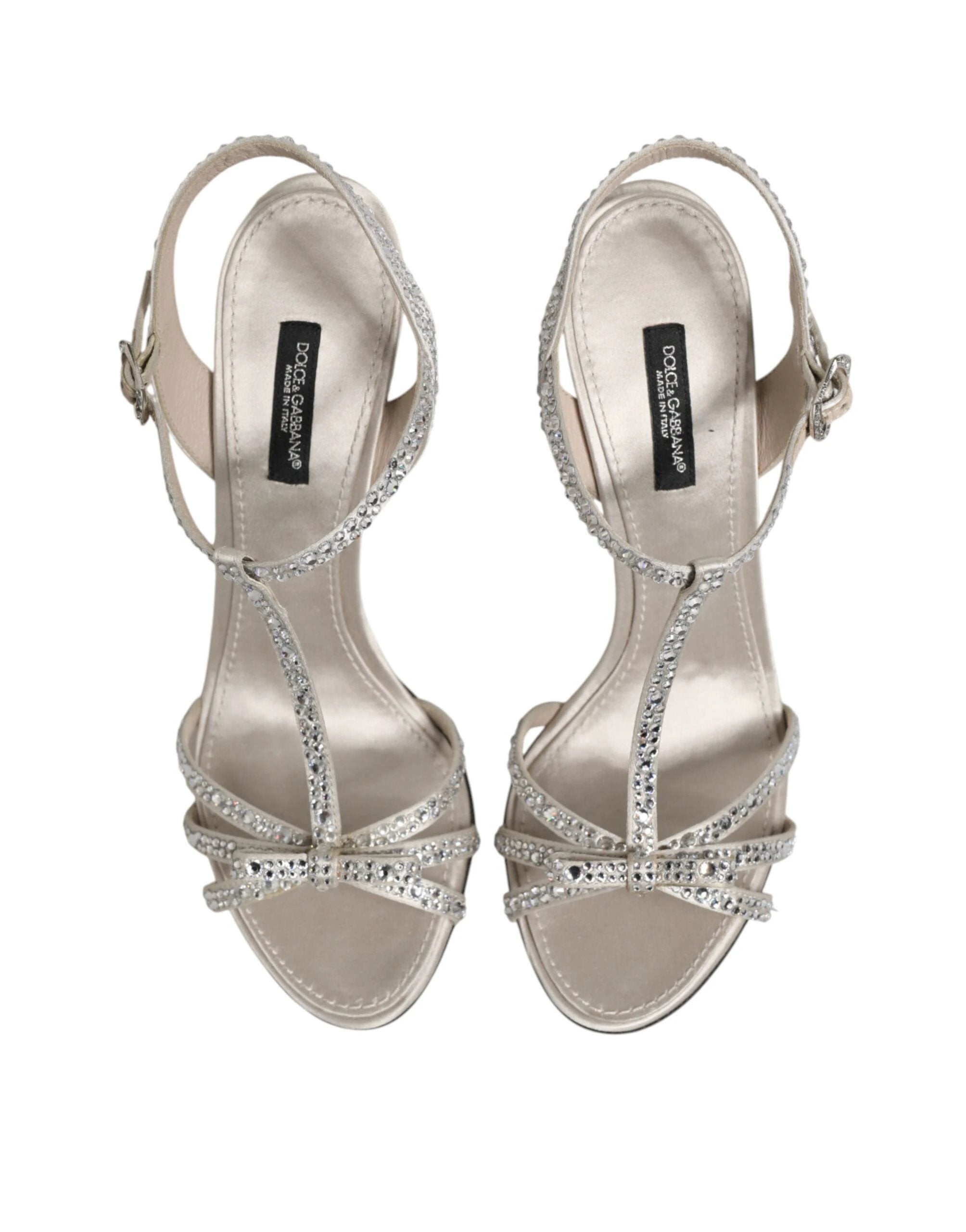Dolce & Gabbana Silver Strass Ankle Strap Heels Sandals Shoes by Dolce & Gabbana