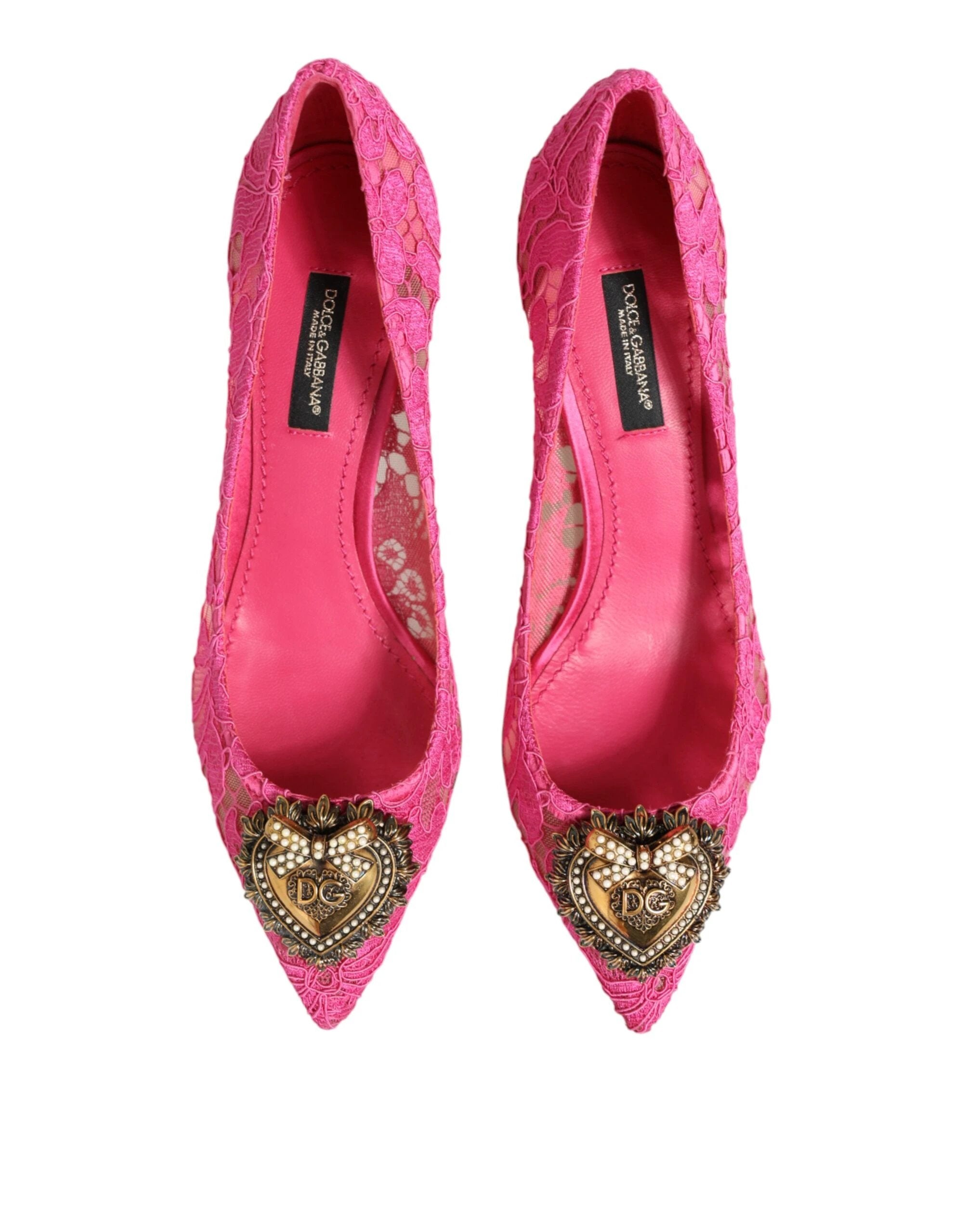 Dolce & Gabbana Pink Taormina Lace DEVOTION Pumps Shoes by Dolce & Gabbana