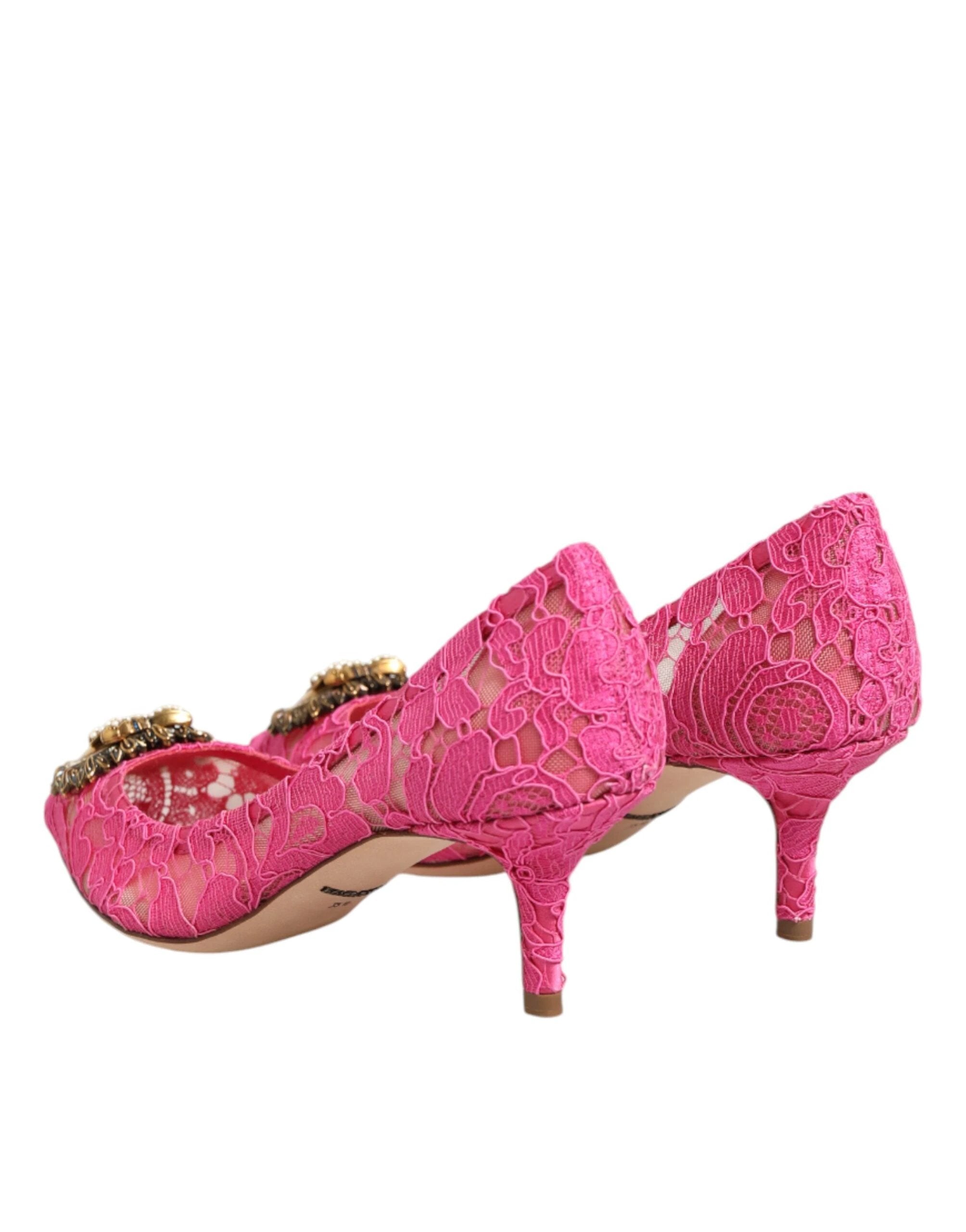 Dolce & Gabbana Pink Taormina Lace DEVOTION Pumps Shoes by Dolce & Gabbana