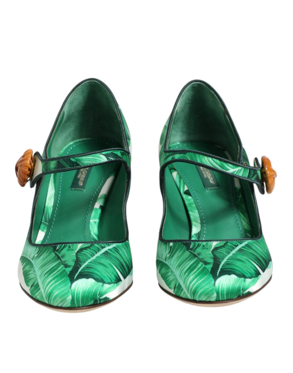 Dolce & Gabbana Green Silk MARY JANES Leaf Sandals Shoes by Dolce & Gabbana