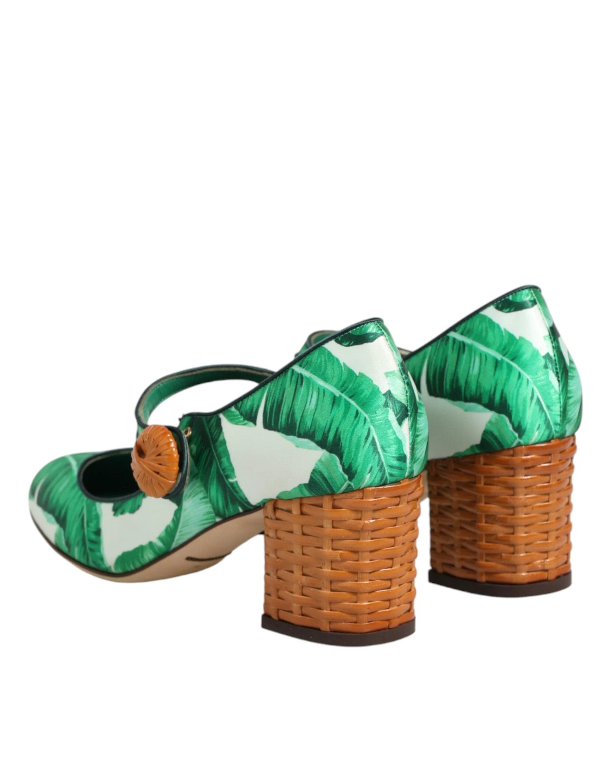 Dolce & Gabbana Green Silk MARY JANES Leaf Sandals Shoes by Dolce & Gabbana