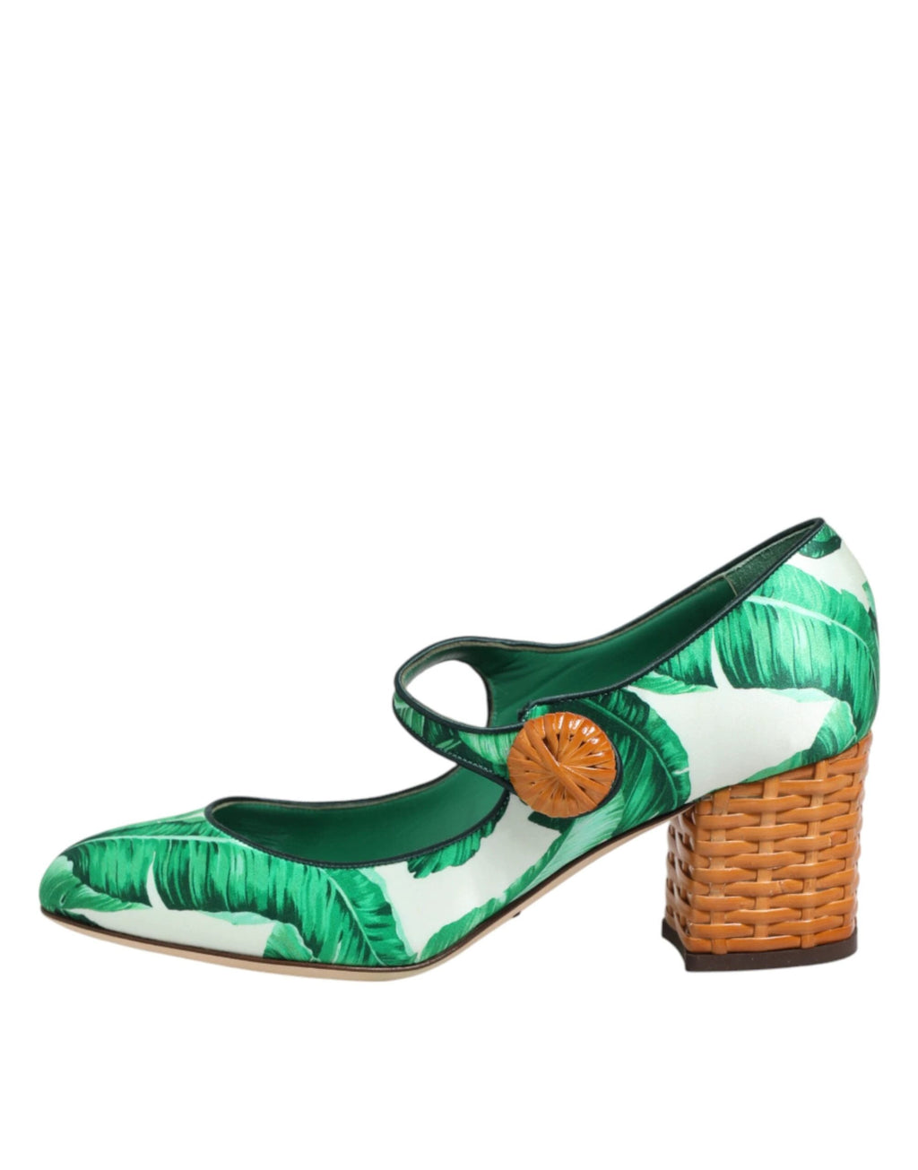 Dolce & Gabbana Green Silk MARY JANES Leaf Sandals Shoes by Dolce & Gabbana