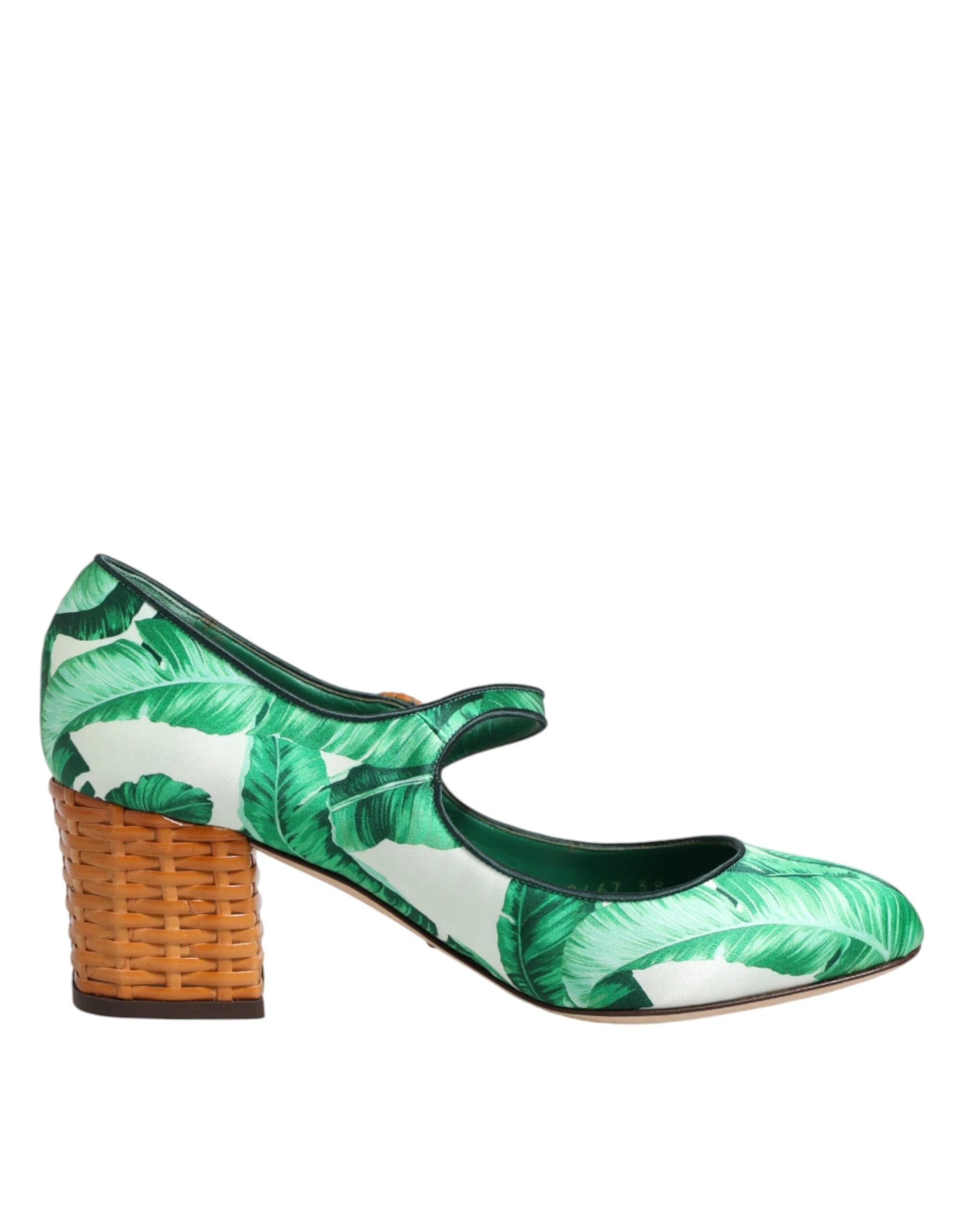 Dolce & Gabbana Green Silk MARY JANES Leaf Sandals Shoes by Dolce & Gabbana