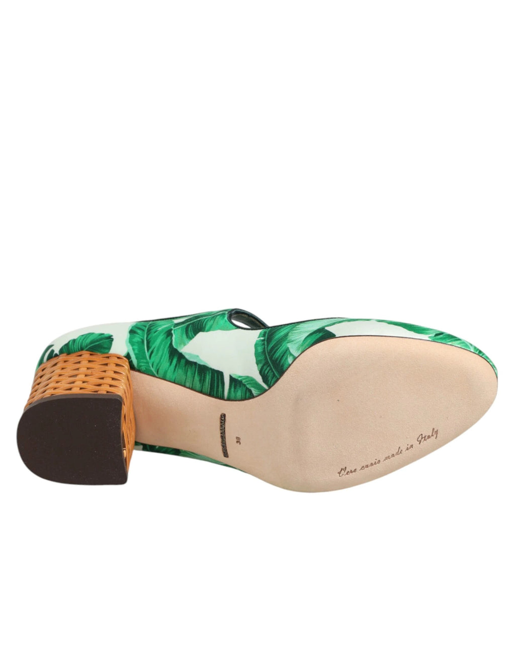 Dolce & Gabbana Green Silk MARY JANES Leaf Sandals Shoes by Dolce & Gabbana